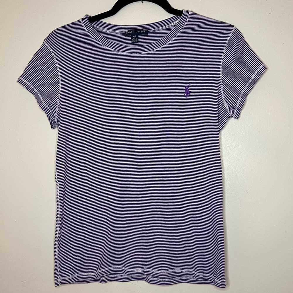 Ralph Lauren Purple Striped T-Shirt Size Large
